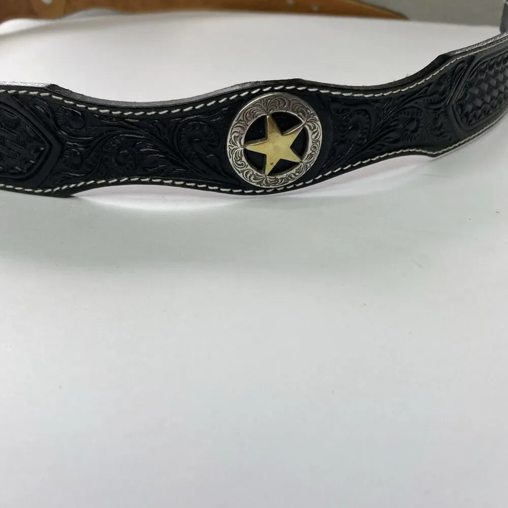 Silver Creek Classic Black Leather Belt Mens 36 Casual Western TX Star No Buckle